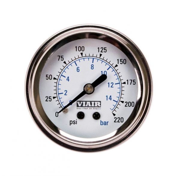 Viair 2" single needle gauge 0-220psi (white)