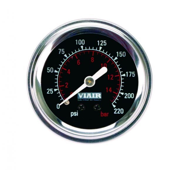 Viair 2" single needle gauge 0-220psi (black)